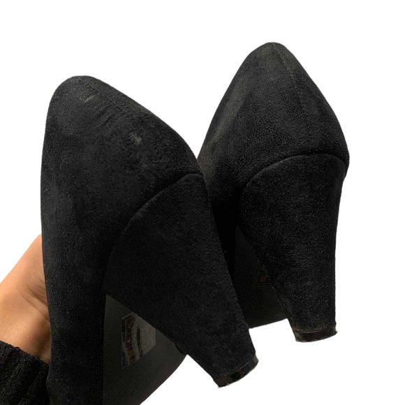 Aldo Black Pumps High Heels Closed Toe Suede Slip On Shoe Size 6 Almond Toe - Picture 6 of 9